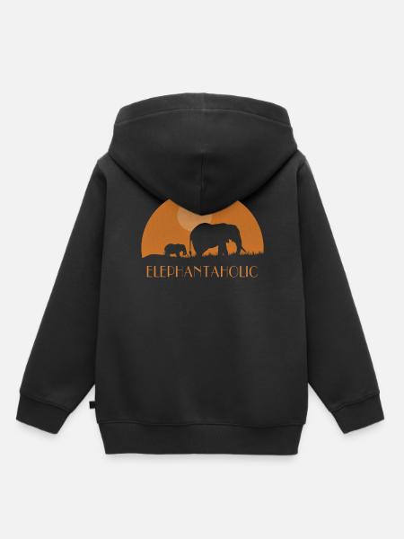 Éléphant d'éléphant d'éléphant safari afrique animal - Sweat Premium à capuche enfant bio - noir