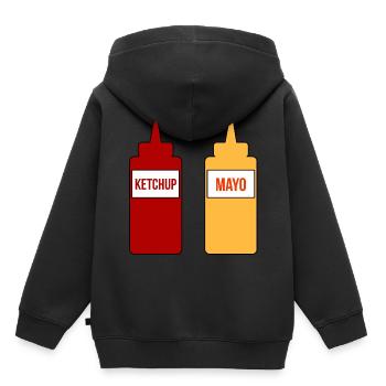 Mayo Ketchup - Kinder Premium Organic Hoodie - Schwarz - Hinten - AI Model Kid Male (0cm)