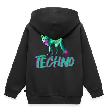 techno - Kinder Premium Organic Hoodie - Schwarz - Hinten - AI Model Kid Male (0cm)