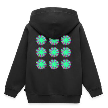 L’illusion de cercles Goa modèle - Sweat Premium à capuche enfant bio - noir - Dos - AI Model Kid Male (0cm)