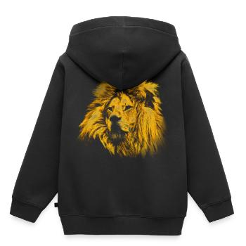 un lion d’or avec une crinière magnifique - Sweat Premium à capuche enfant bio - noir - Dos - AI Model Kid Male (0cm)