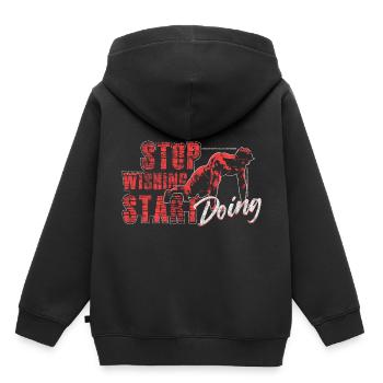 Fitness disant - Sweat Premium à capuche enfant bio - noir - Dos - AI Model Kid Male (0cm)