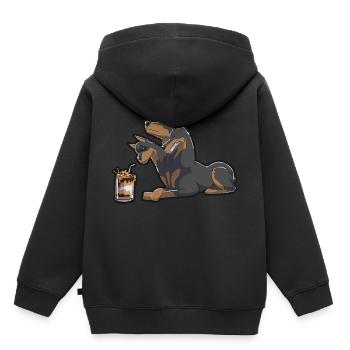 Cadeau de race de chien Doberman Kerberos Milkshake - Sweat Premium à capuche enfant bio - noir - Dos - AI Model Kid Male (0cm)
