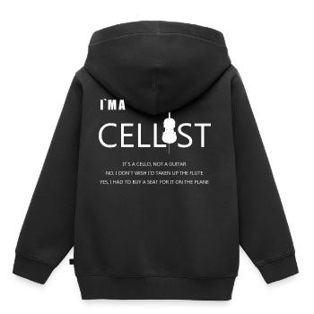 violoncelle - Sweat Premium à capuche enfant bio - noir - Dos - AI Model Kid Male (0cm)