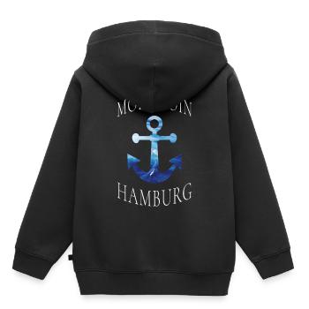 Moin Hamburg, Anker - Kinder Premium Organic Hoodie - Schwarz - Hinten - AI Model Kid Male (0cm)