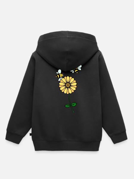 Butterblume und Bienen - Kinder Premium Organic Hoodie - Schwarz