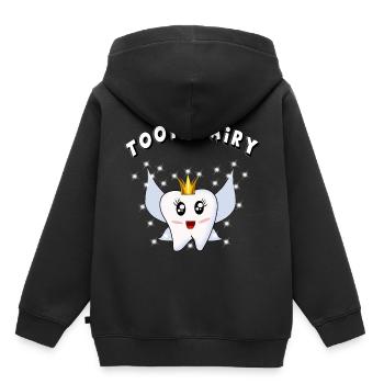 dent fée dent fée dentiste dent tanzanel - Sweat Premium à capuche enfant bio - noir - Dos - AI Model Kid Male (0cm)