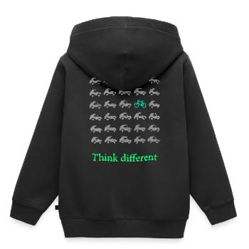 Cycling - Kinder Premium Organic Hoodie - Schwarz - Hinten - AI Model Kid Male (0cm)