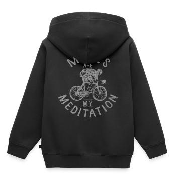Cycling - Kinder Premium Organic Hoodie - Schwarz - Hinten - AI Model Kid Male (0cm)