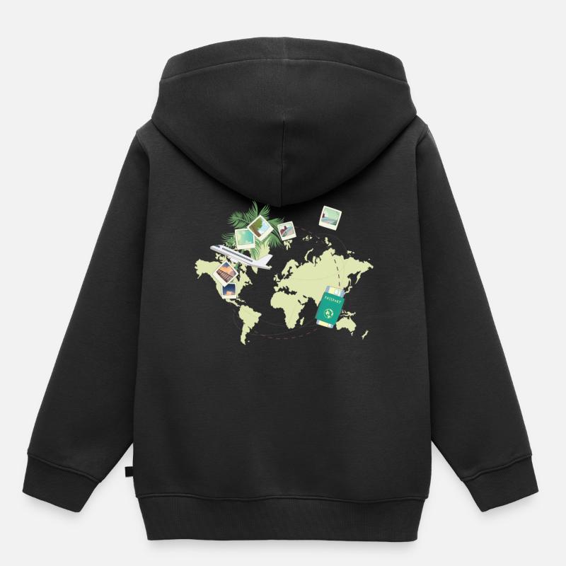 Voyages - Sweat Premium à capuche enfant bio - noir