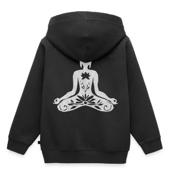 Yoga - Kinder Premium Organic Hoodie - Schwarz - Hinten - AI Model Kid Male (0cm)