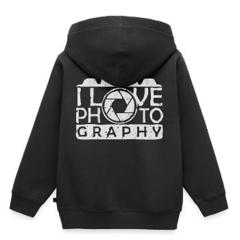 appareil photo - Sweat Premium à capuche enfant bio - noir - Dos - AI Model Kid Male (0cm)