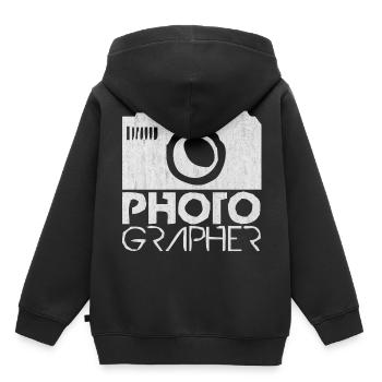 Kamera - Kinder Premium Organic Hoodie - Schwarz - Hinten - AI Model Kid Male (0cm)