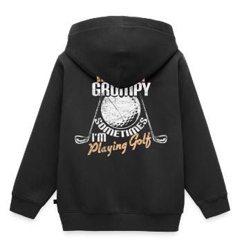 Golf en disant - Sweat Premium à capuche enfant bio - noir - Dos - AI Model Kid Male (0cm)