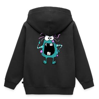 monstre - le monstre le plus cool de tous les temps - gustel party - Sweat Premium à capuche enfant bio - noir - Dos - AI Model Kid Male (0cm)