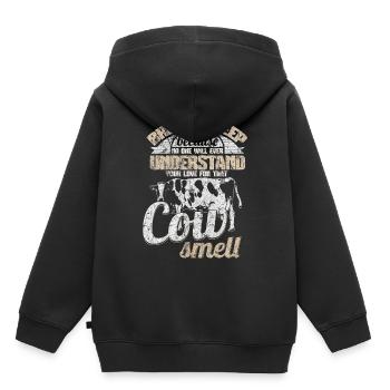 Vache disant - Sweat Premium à capuche enfant bio - noir - Dos - AI Model Kid Male (0cm)