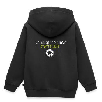 Fotograf - Kinder Premium Organic Hoodie - Schwarz - Hinten - AI Model Kid Male (0cm)