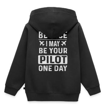 Pilot, pilot - Kids Premium Organic Hoodie - black - Back - AI Model Kid Male (0cm)