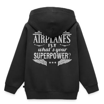 Pilot, pilot - Kids Premium Organic Hoodie - black - Back - AI Model Kid Male (0cm)