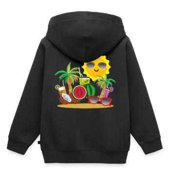 Fête de vacances d'été au soleil - Sweat Premium à capuche enfant bio - noir - Dos - AI Model Kid Male (0cm)