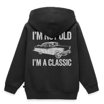 Voiture ancienne, vintage - Sweat Premium à capuche enfant bio - noir - Dos - AI Model Kid Male (0cm)