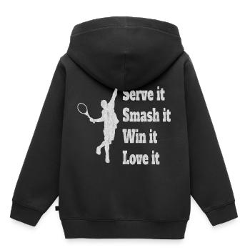 Tennis, tennis, joueur de tennis - Sweat Premium à capuche enfant bio - noir - Dos - AI Model Kid Male (0cm)