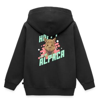 Caféine Alpaca Filée Caféine Sauvage - Sweat Premium à capuche enfant bio - noir - Dos - AI Model Kid Male (0cm)