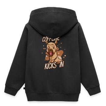 Caféine Alpaca Filée Caféine Sauvage - Sweat Premium à capuche enfant bio - noir - Dos - AI Model Kid Male (0cm)