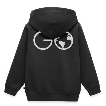 Urlaub, Reisen, Wandern - Kinder Premium Organic Hoodie - Schwarz - Hinten - AI Model Kid Male (0cm)