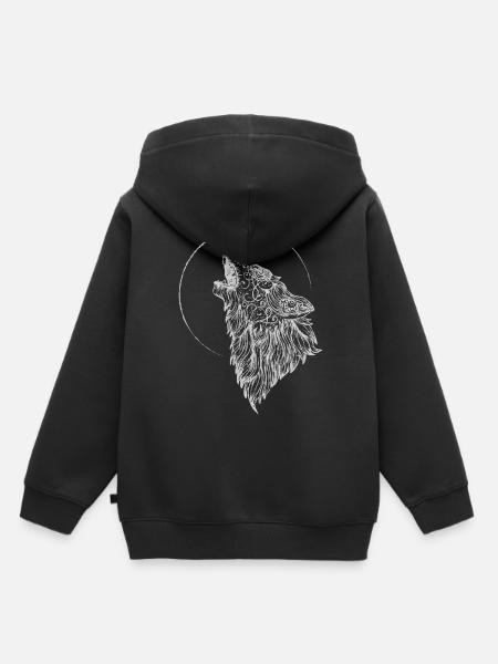 Loup, loup - Sweat Premium à capuche enfant bio - noir