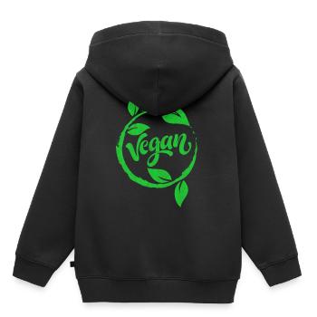 végétalien, végétalien - Sweat Premium à capuche enfant bio - noir - Dos - AI Model Kid Male (0cm)