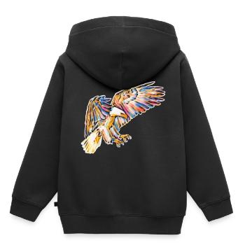 Adler - Kinder Premium Organic Hoodie - Schwarz - Hinten - AI Model Kid Male (0cm)