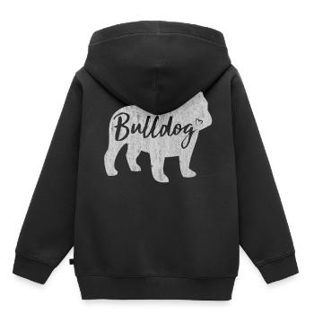 Bulldog anglais, bulldog français, chiens - Sweat Premium à capuche enfant bio - noir - Dos - AI Model Kid Male (0cm)