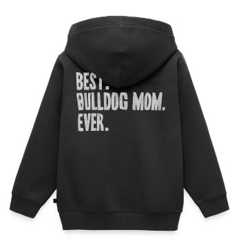 Bulldog anglais, bulldog français, chiens - Sweat Premium à capuche enfant bio - noir - Dos - AI Model Kid Male (0cm)