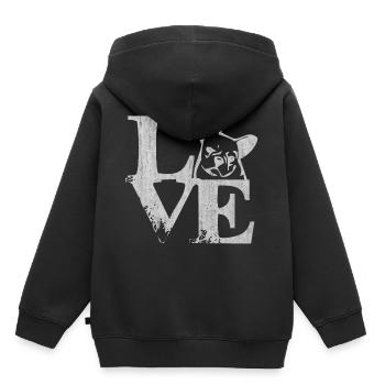 Bulldog anglais, bulldog français, chiens - Sweat Premium à capuche enfant bio - noir - Dos - AI Model Kid Male (0cm)