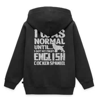 Anglais américain Cocker Spaniel, chiens chers - Sweat Premium à capuche enfant bio - noir - Dos - AI Model Kid Male (0cm)