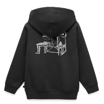 Kraftdreikampf, KDK, Bankdrücken, Kniebeuge, Kreuz - Kinder Premium Organic Hoodie - Schwarz - Hinten - AI Model Kid Male (0cm)