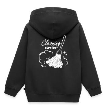Je réserve un service de nettoyage - Sweat Premium à capuche enfant bio - noir - Dos - AI Model Kid Male (0cm)