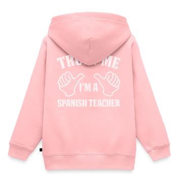 professeur d’espagnol, espagnol, espagnol, espagnol - Sweat Premium à capuche enfant bio - rose - Dos - AI Model Kid Female (0cm)