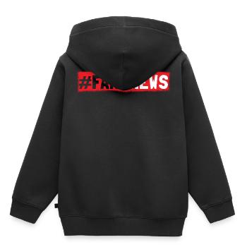 Fake News Hashtag Nouvelles - Sweat Premium à capuche enfant bio - noir - Dos - AI Model Kid Male (0cm)