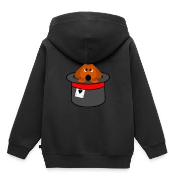 Mignon chien dans le chapeau magique magique magique cadeau - Sweat Premium à capuche enfant bio - noir - Dos - AI Model Kid Male (0cm)