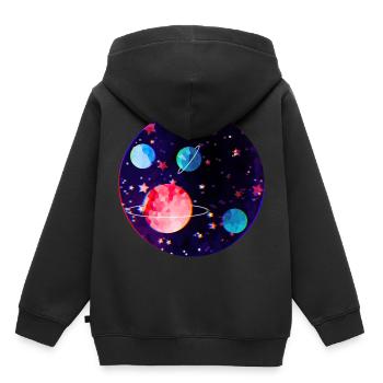 univers - Sweat Premium à capuche enfant bio - noir - Dos - AI Model Kid Male (0cm)