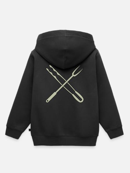 Grillzange und Fleischgabel - Kinder Premium Organic Hoodie - Schwarz