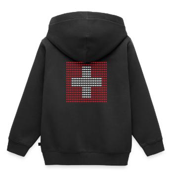 Drapeau suisse Idée cadeau Idée cadeau - Sweat Premium à capuche enfant bio - noir - Dos - AI Model Kid Male (0cm)