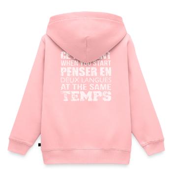 France, Paris, Apprendre le français, Français, F - Sweat Premium à capuche enfant bio - rose - Dos - AI Model Kid Female (0cm)