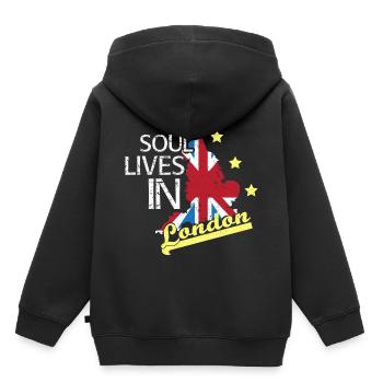 Angleterre Royaume-Uni Royaume-Uni Idée cadeau - Sweat Premium à capuche enfant bio - noir - Dos - AI Model Kid Male (0cm)