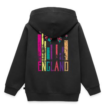 England UK Retro Vintage - Kinder Premium Organic Hoodie - Schwarz - Hinten - AI Model Kid Male (0cm)