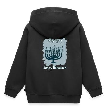 It’s Lit Happy Hanukkah - Sweat Premium à capuche enfant bio - noir - Dos - AI Model Kid Male (0cm)