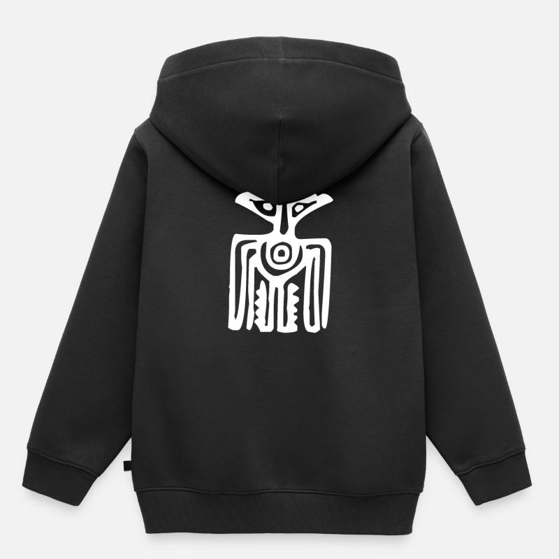 Mystérieuse peinture rupestre maya - Sweat Premium à capuche enfant bio - noir