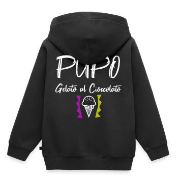 PUPO Cantante Gelato Italy Geschenk Lustig - Kinder Premium Organic Hoodie - Schwarz - Hinten - AI Model Kid Male (0cm)